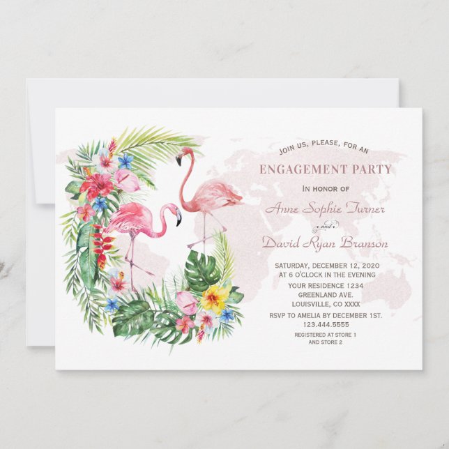 Invitación Compromiso del Mapa Mundial del Oro Floral Tropica (Anverso)