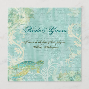 Invitación Compromiso del remolino de la tortuga del boda de