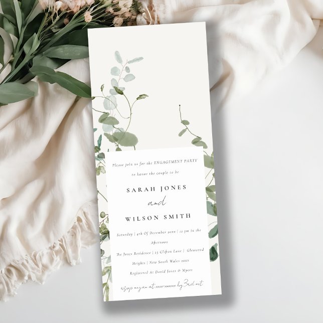 Invitación Compromiso Elegante De Eucalipto Botánico (Subido por el creador)