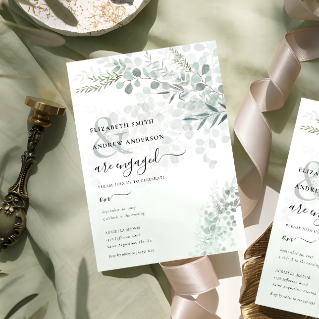 Invitación Compromiso Elegante De Eucalyptus (Subido por el creador)