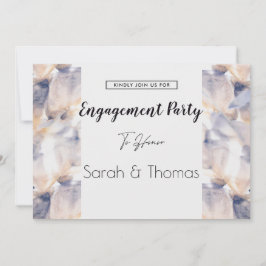 INVITACIÓN COMPROMISO ELEGANTE FLORAL DE PATELE BLANCO Y AZUL