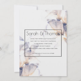 INVITACIÓN COMPROMISO ELEGANTE FLORAL DE PATELE BLANCO Y AZUL