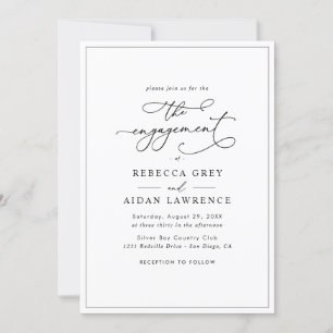 Invitación Compromiso en blanco y negro clásico todo en uno