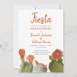 Invitación Compromiso Fiesta Cactus Flores Guión de color de 