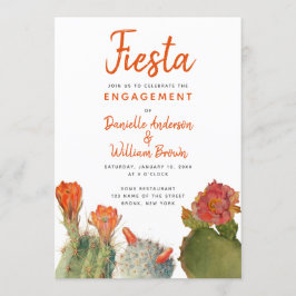 Invitación Compromiso Fiesta Cactus Flores Guión de color de 