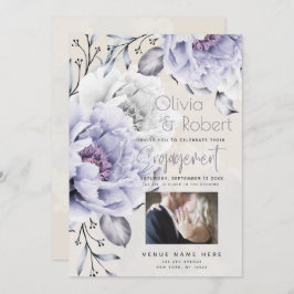 Invitación COMPROMISO | Flor de Lila Rústica y Peonía de Alab