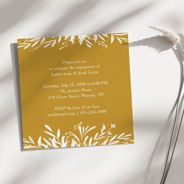 Invitación Compromiso floral amarillo de mostaza de tierra mi (Subido por el creador)