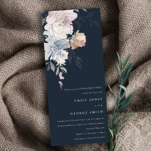 Invitación Compromiso floral de acuarela de Rubor de Navy