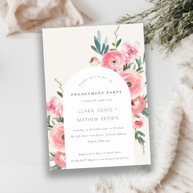 Invitación Compromiso floral de Arco Orquídeo Verde Rosa (Subido por el creador)