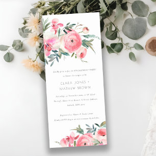 Invitación Compromiso floral de color rosa de orquídea rosa