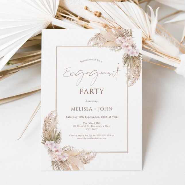 Invitación Compromiso Floral de Grass Orchard Pampas Bohemias (Subido por el creador)