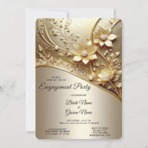 Compromiso Floral de Oro Ornamentado Moderno con P
