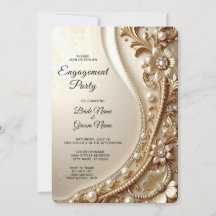 Compromiso Floral Dorado Elegante Ornamentado