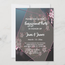 Invitación Compromiso floral geométrico con flores de cerezo