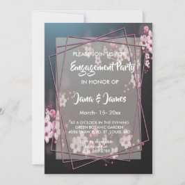 Invitación Compromiso floral geométrico con flores de cerezo