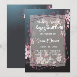 Invitación Compromiso floral geométrico con flores de cerezo