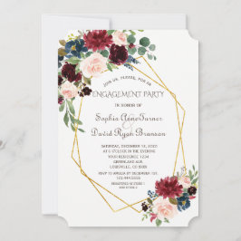 Invitación Compromiso Floral Geométrico De Oro De Lujo De Bor