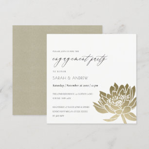 INVITACIÓN COMPROMISO FLORAL GLAMOROUS GOLD WHITE LOTUS