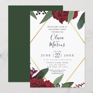 Invitación COMPROMISO   Floral Marsala Burgundy Rica y Elegan