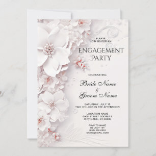 Invitación Compromiso Floral Rosa Marfil Rubor