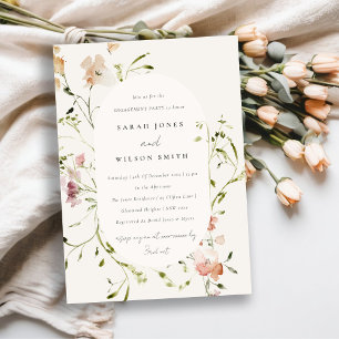 Invitación Compromiso floral suave de color de agua en Rubor 