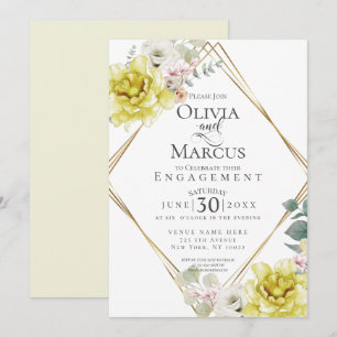 Invitación COMPROMISO   Flores de acuarela amarillas soleadas