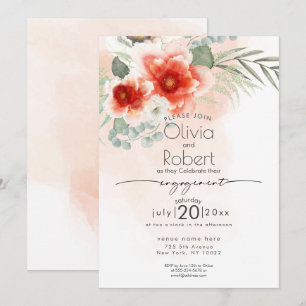Invitación COMPROMISO Flores de acuarela y oliage