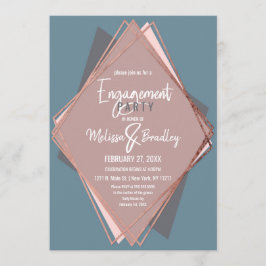 Invitación Compromiso Geométrico Rosa Gold Dusty Blue Mauve