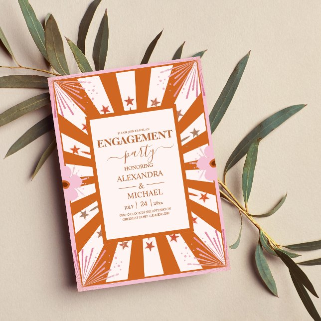 Invitación Compromiso Geométrico Temático de Retro Groovy 70 (Subido por el creador)