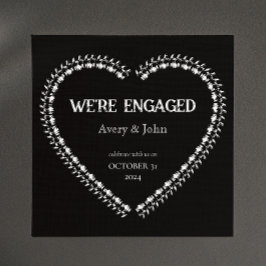 Invitación Compromiso gótico del Fiesta blanco y negro