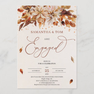 Invitación Compromiso Marigold Naranja de Flores de Otoño
