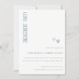 Invitación Compromiso Mínimo Elegante De Corazones Azules Dus