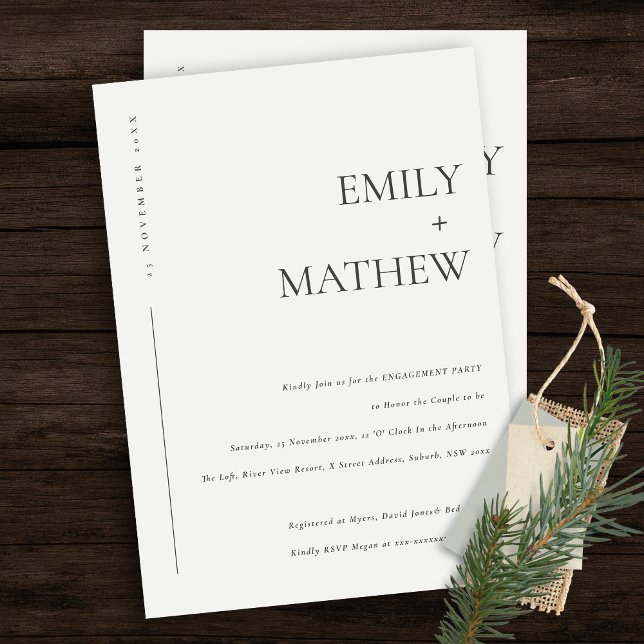 INVITACIÓN COMPROMISO MÍNIMO MODERNO DE TIPOGRAFÍA EN BLANCO  (Subido por el creador)