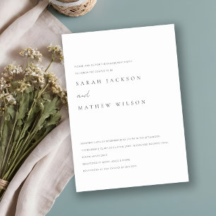 Invitación Compromiso Mínimo Simple de Tipografía en Blanco y