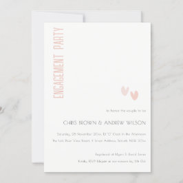 Invitación Compromiso minimo y elegante de los corazones rosa