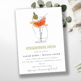 Invitación Compromiso Moderno De Dibujo De Líneas De Vino De