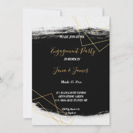 Invitación Compromiso moderno de geómetro de color negro y or
