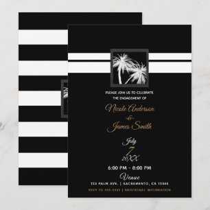 Invitación Compromiso moderno de las palmeras tropicales blan