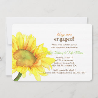 Invitación Compromiso moderno de los Bodas de girasol acuarel