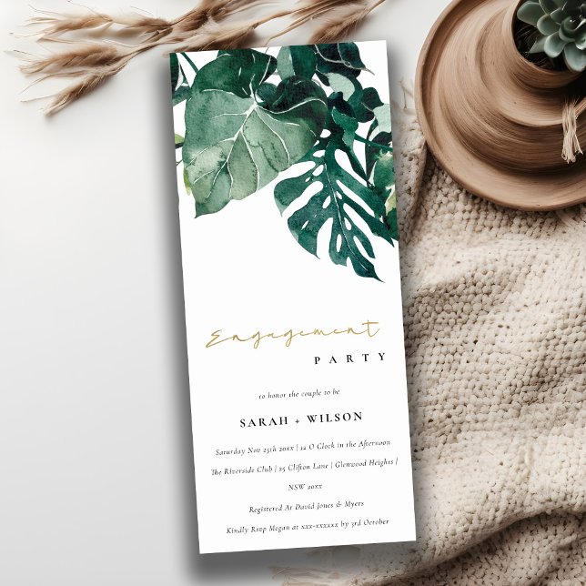 Invitación Compromiso moderno del follaje tropical Monstera v (Subido por el creador)
