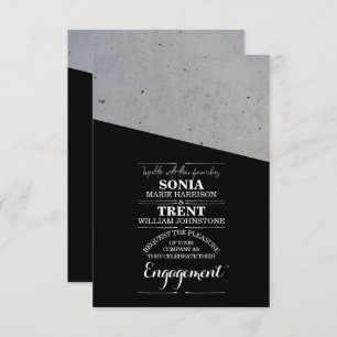 Invitación Compromiso moderno en blanco y negro