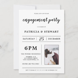 Invitación Compromiso moderno minimalista con fotos en blanco