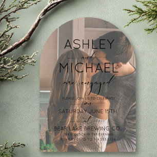 Invitación Compromiso moderno simple de fotografía en negro