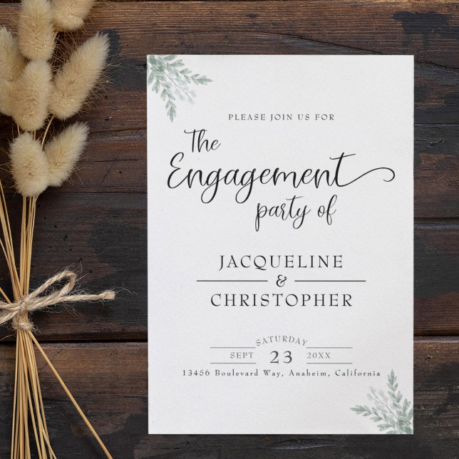 Invitación Compromiso Monograma de Eucalyptus Floral Watercol (Subido por el creador)