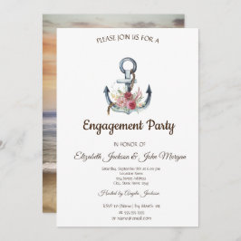 Invitación Compromiso Náutico De Las Flores De Anclaje De Acu