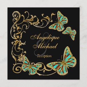 Invitación Compromiso negro del boda de la RECEPCIÓN de la