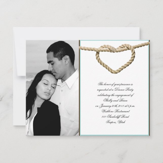 Invitación Compromiso occidental de la boda del nudo de amor (Anverso)