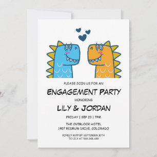 Invitación Compromiso personalizado de pareja de dinosaurios
