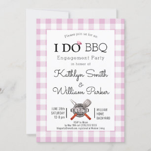 Invitación Compromiso Pink Plaid 4 Photo BQ Fiesta