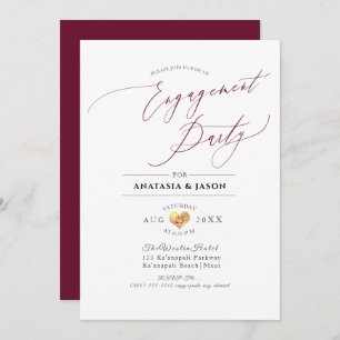 Invitación Compromiso PixDezines Burgundy Luxe Caligraphy